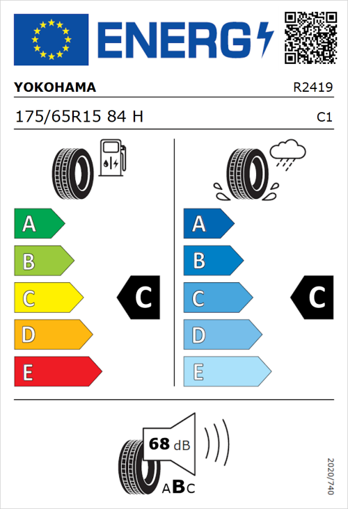 Tyre Label for Yokohama BluEarth-Es ES32 175/65R15 84H