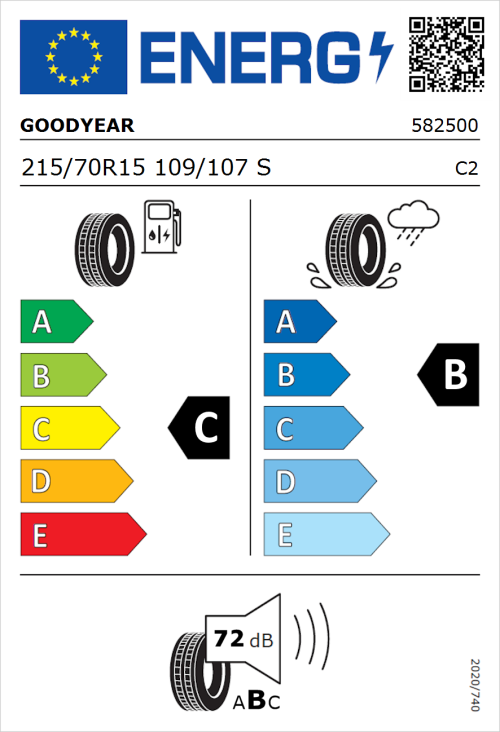 Tyre Label for Goodyear EfficientGrip Cargo 2 215/70R15 109/107S
