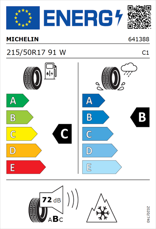 Tyre Label for Michelin CrossClimate 3 215/50R17 91W