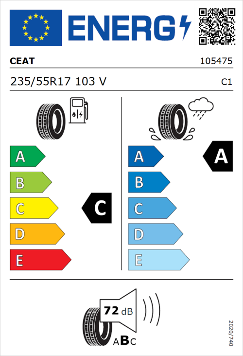 Tyre Label for CEAT Secura Drive 235/55R17 103V