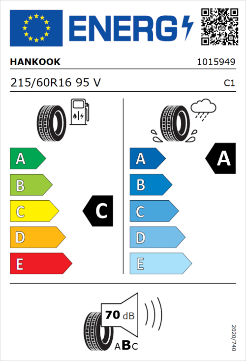 Tyre Label for Hankook Kinergy Eco K425 215/60R16 95V